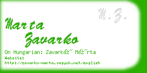 marta zavarko business card